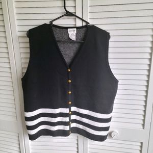 Liz Baker sleevless cardigan vest stripes